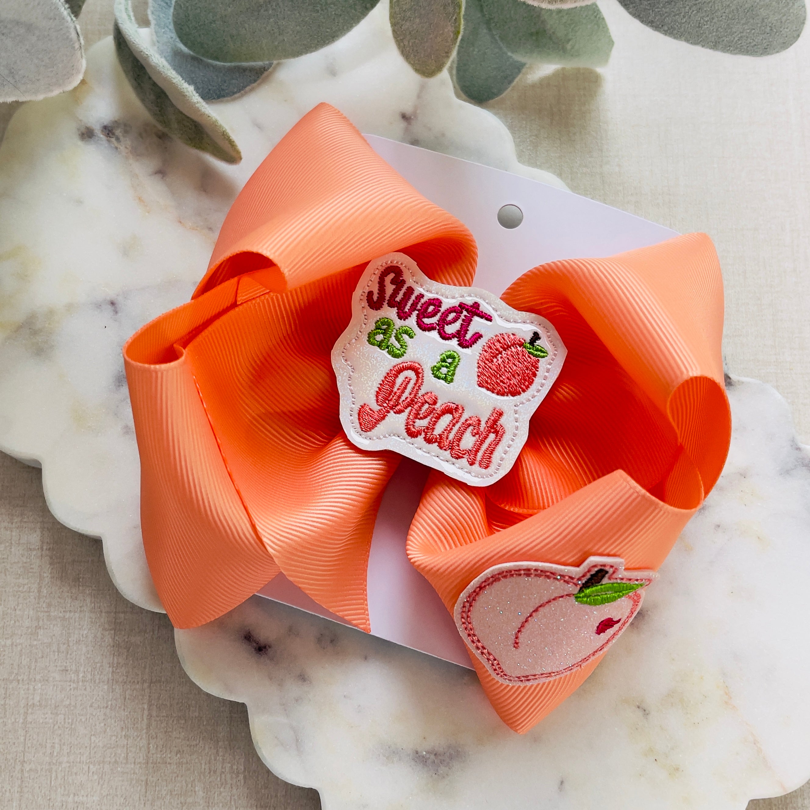 5” “Sweet as a Peach” Boutique Bow 🍑 OOAK